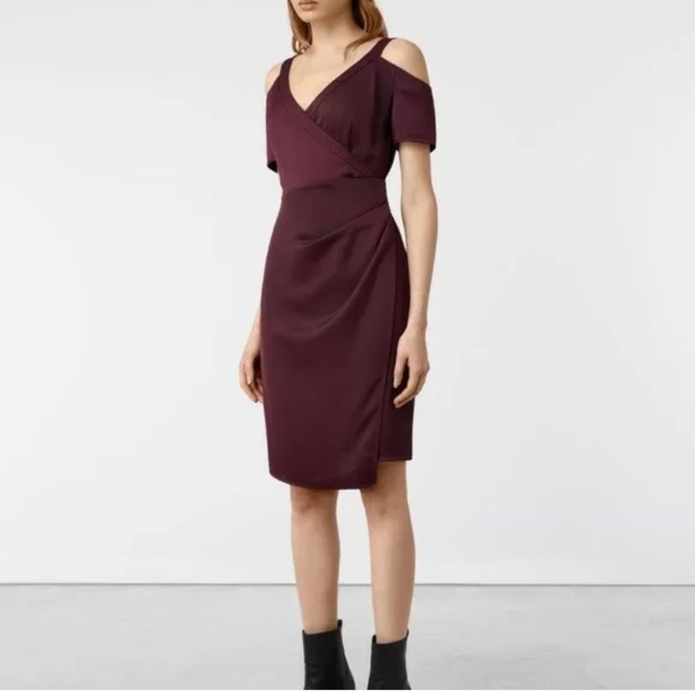 NWT All Saints Acadia Dress in Maroon - Size 8/L